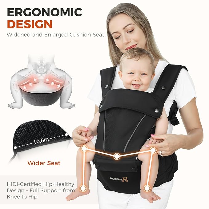 FRUITEAM Baby Carrier, Upgraded Adjustable Knob, 6-in-1 Baby Carrier Newborn to - Image 4