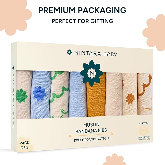 Bandana Bibs - 100% Organic Premium Muslin Cotton, 7-Layers - Image 6