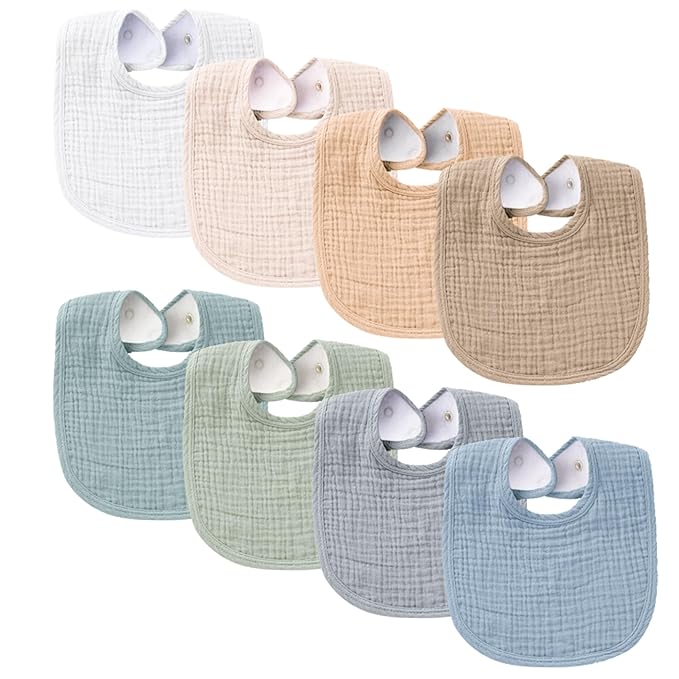 Konssy Muslin Baby Bibs 8 Pack Baby Bandana Drool Bibs Cotton by Konssy
