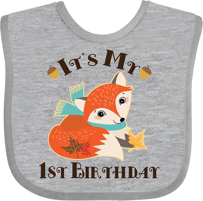 inktastic 1st Birthday Woodland Fox Baby Bib by Inktastic