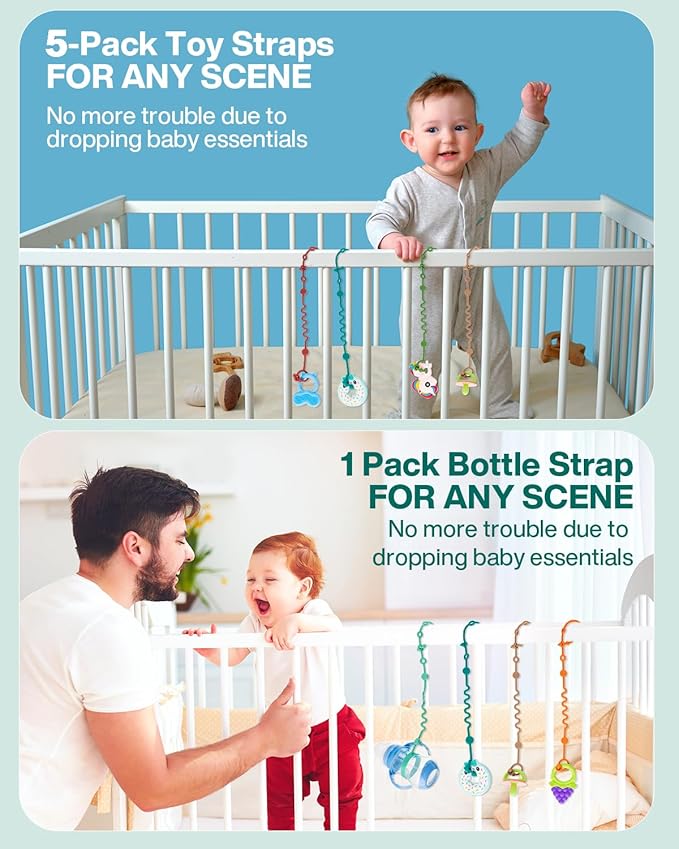 Toy Straps for Baby, Adjustable Toy Holder for Stroller Accessories, Silicone - Image 5