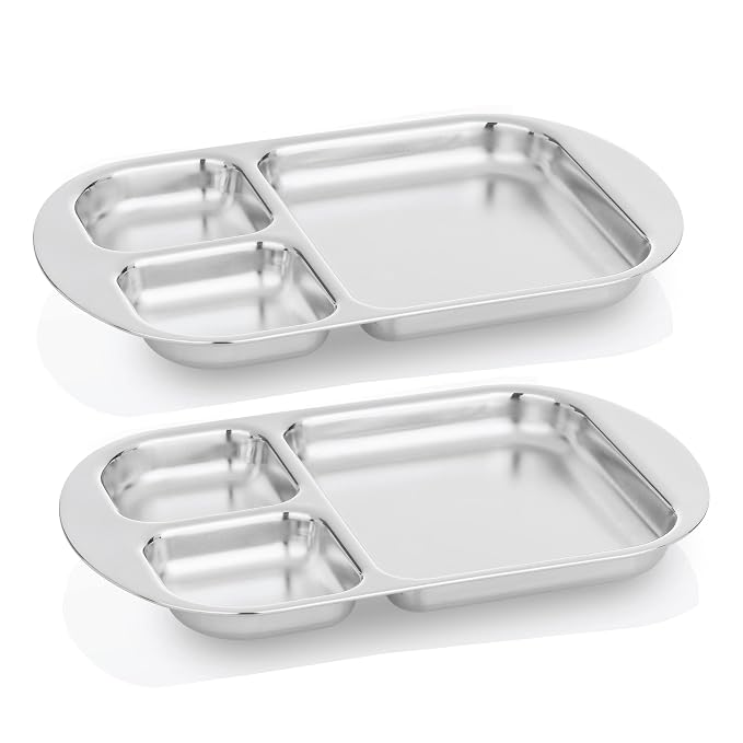 Children's Stainless Steel Divided Plates | Education Series | Premium 304 | by Kiddobloomchildrensproductstoinspirehope