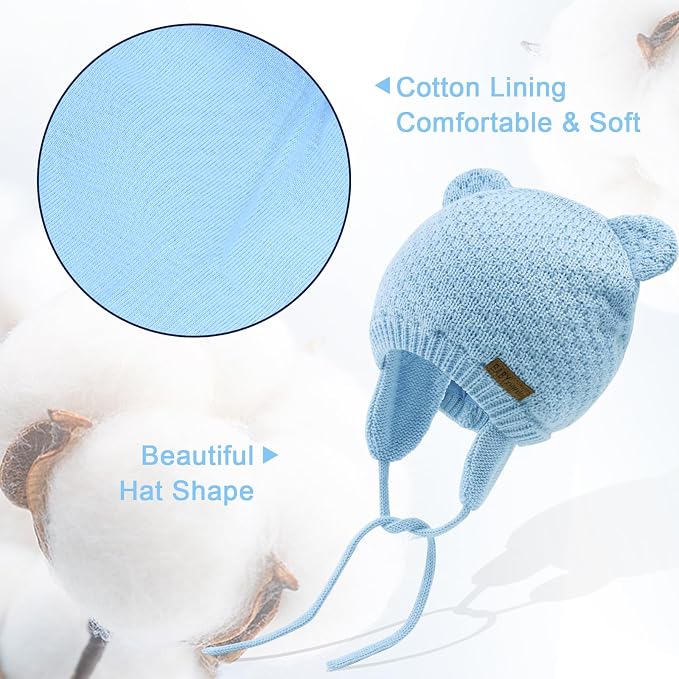 XIAOHAWANG Baby Hat Cute Bear Toddler Earflap Beanie Warm - Image 5
