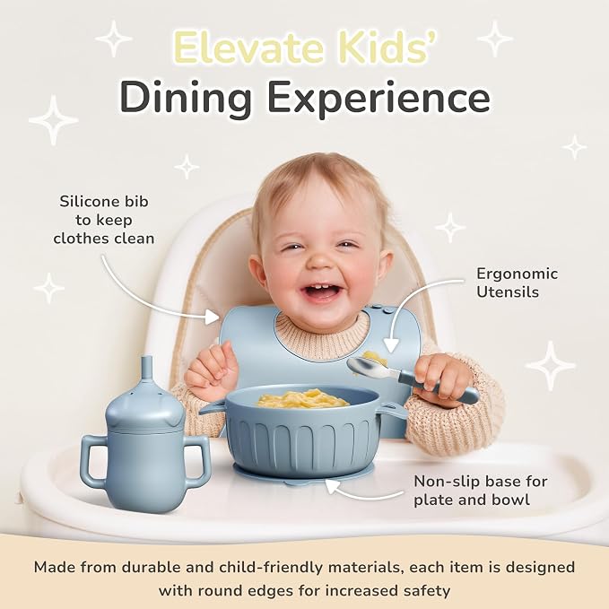 mimi & kiki BPA-Free Silicone Baby Feeding Set, Baby Plates and Bowls Set - Image 6