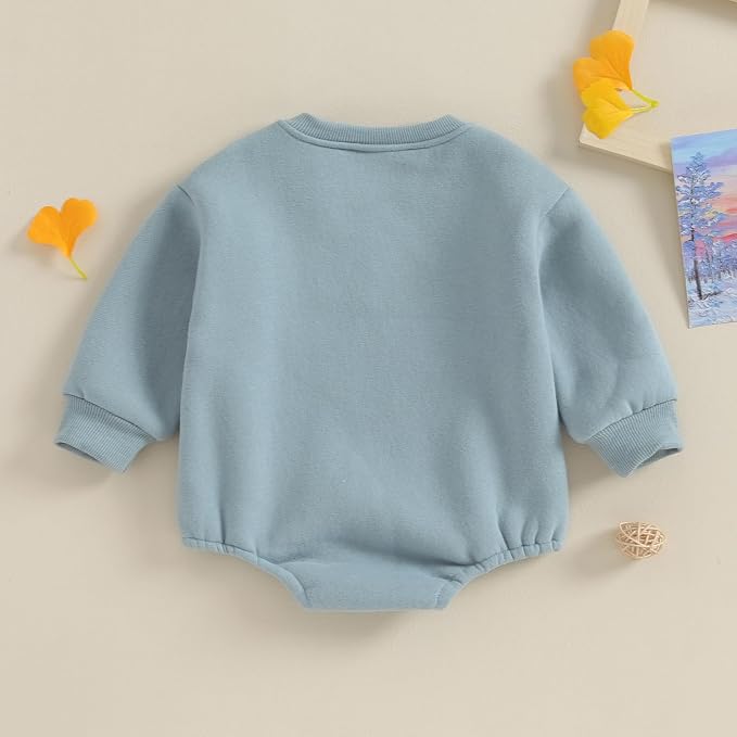 VISGOGO Newborn Infant Baby Boy Girls Oversized Romper Little Dude Sweater - Image 6
