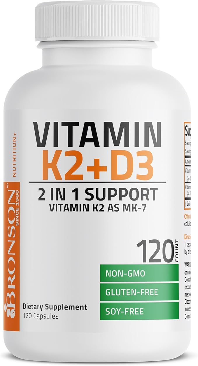 Bronson Vitamin K2 with D3 Supplement Non-GMO Formula 5000 IU Vitamin D3 & 90 - Image 5