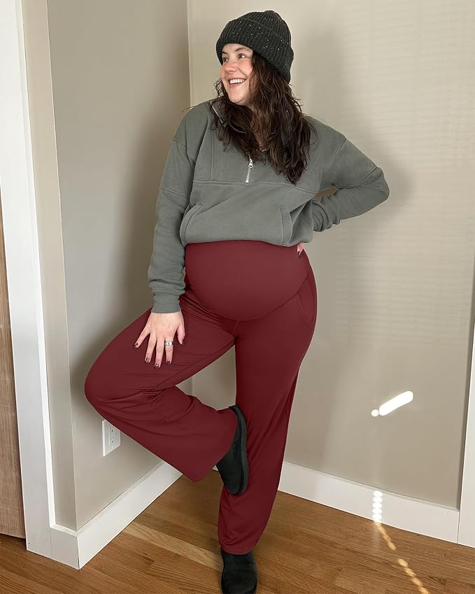 G4Free Maternity Pants Over The Belly Yoga Dress Work Pregnancy Pants Stretchy - Image 3