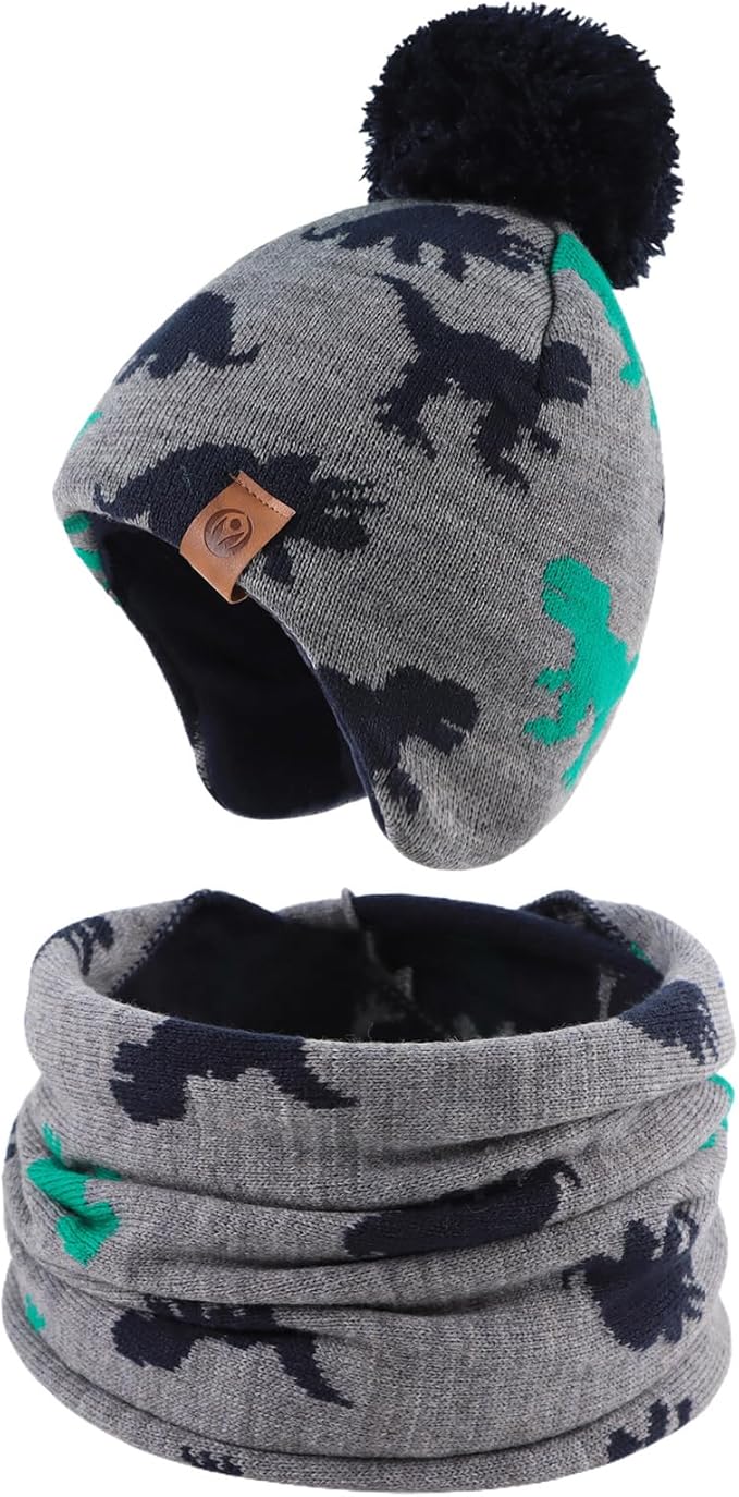 JANGANNSA Knitted Baby Hat Scarf Set Winter Warm Boys Girls Beanie Fleece by JANGANNSA