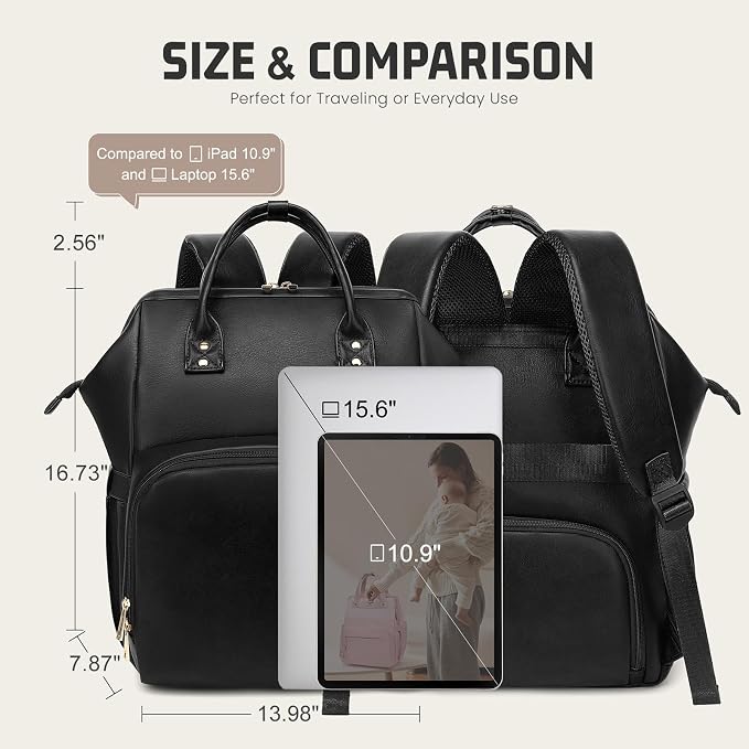 Premium Vegan Leather Diaper Bag Backpack - Image 8