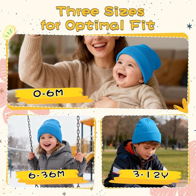 ZOORON Toddler Beanie Baby Kids Beanies Warm Winter Hat Knit Skull Cap - Image 2