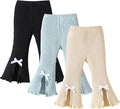 SOBOWO Baby Girl Flare Pants 3 Pack Toddler Solid Ribbed Ruffle Bell Bottoms by SOBOWO