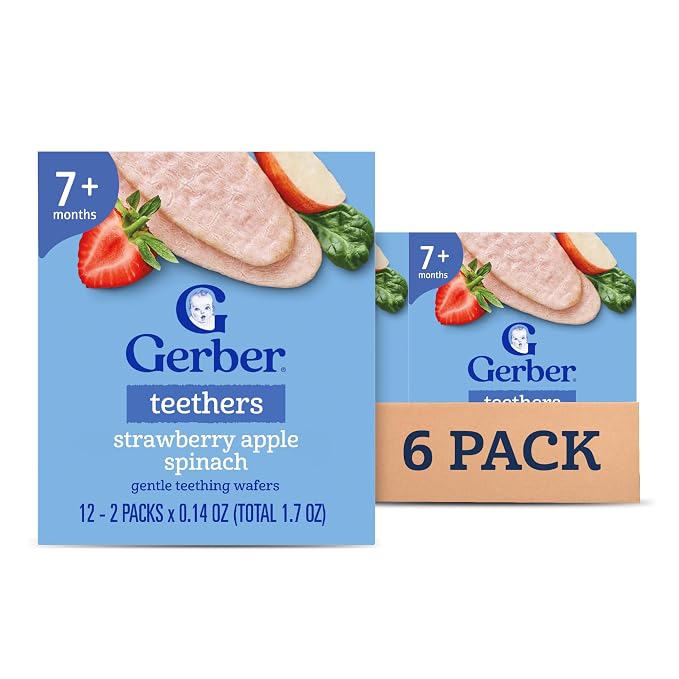 Gerber Teethers, Strawberry Apple Spinach Gentle Teething Wafers, Baby Teething - Image 4