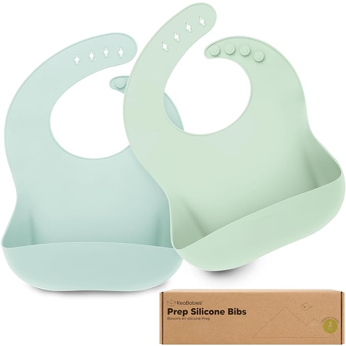 KeaBabies 2-Pack Silicone Baby Bibs by KeaBabies