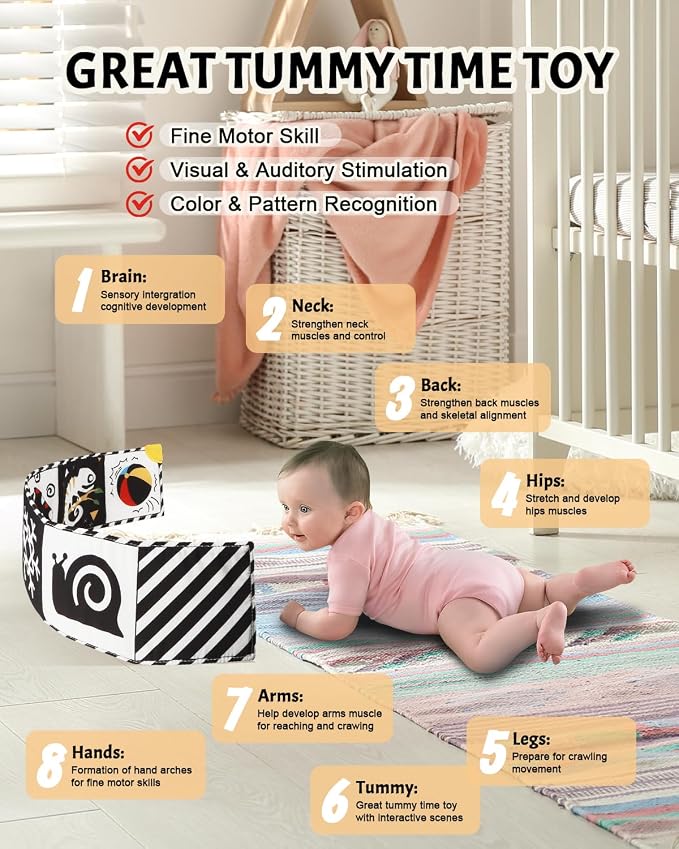 Tummy Time Toys, High Contrast Baby Book - Image 2