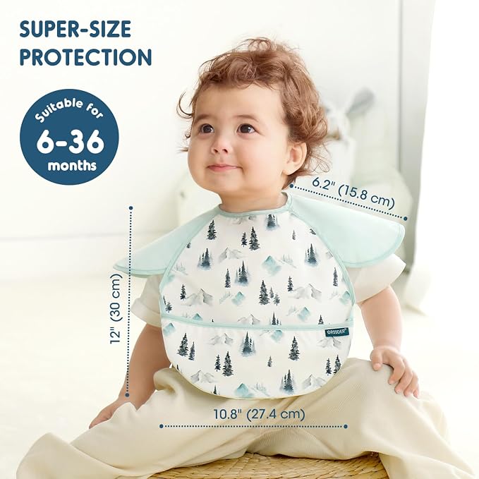 GRSSDER 3-pack Mess Proof Baby Feeding Bibs - Image 3