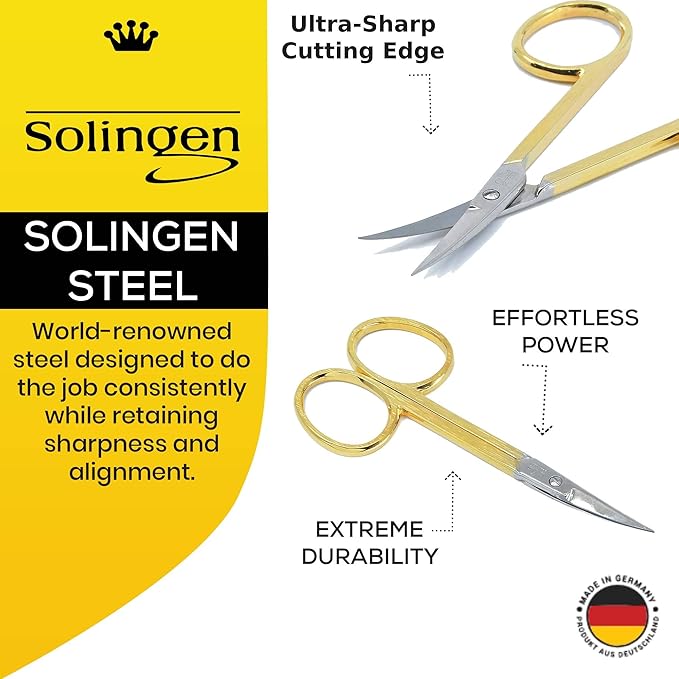 CS05 Professional Nail Cuticle Scissors, Hypoallergenic Gold Plated Sharp - Image 5