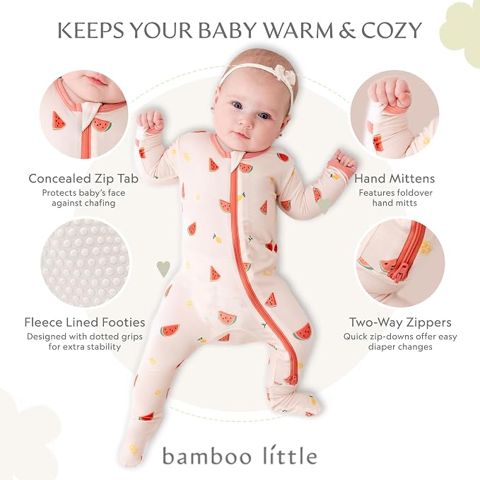 Bamboo Little Soft Baby Footie Pajamas, Baby Clothes, Newborn Sleepers - Image 2