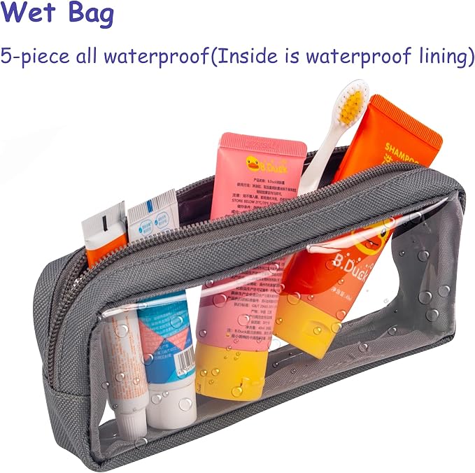 TSA Approved 5-Piece Diaper Bag Organizer Pouch Set Clear Waterproof TPU Kids - Image 4