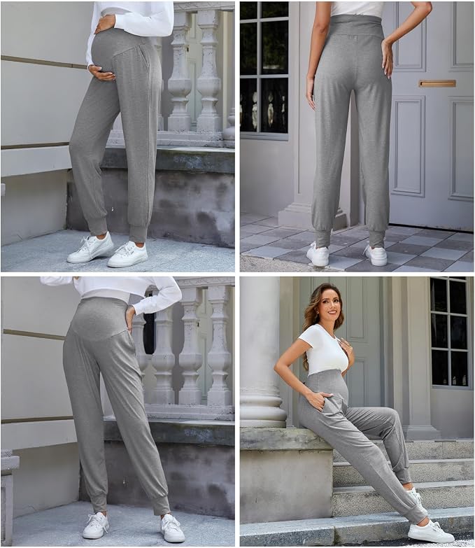 3 Pack Women's Maternity Sweatpants Over The Belly Pregnancy Jogger Pants - Image 4