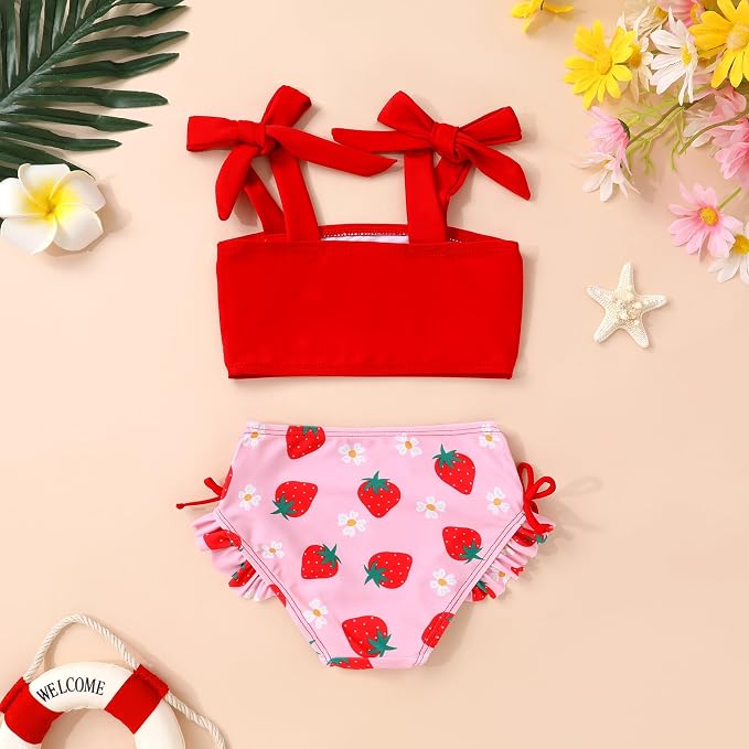 Toddler Swimsuit Girl Color Block Stripe Swimwear Baby Girl Summer Beach - Image 3