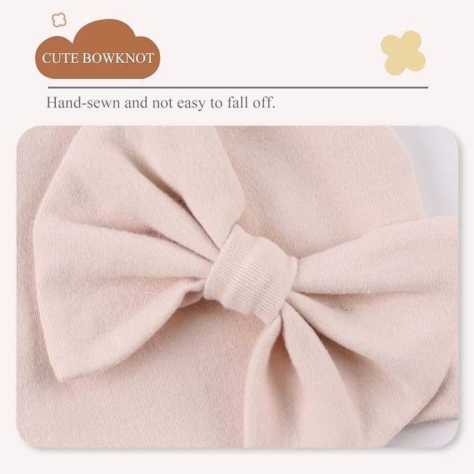 Bamery Newborn Baby Girl Hat Cotton Baby Bow Beanie Preemie Hats Spring Infant - Image 3