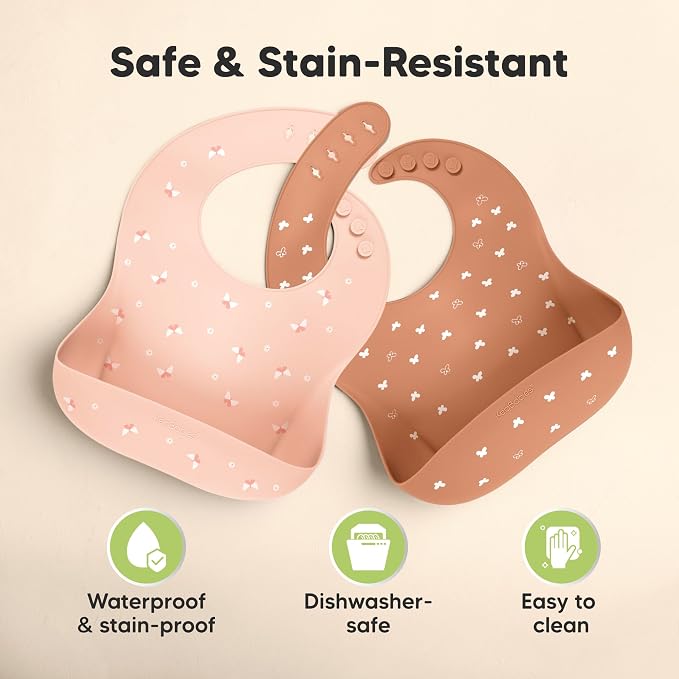 KeaBabies 2-Pack Silicone Baby Bibs - Image 6