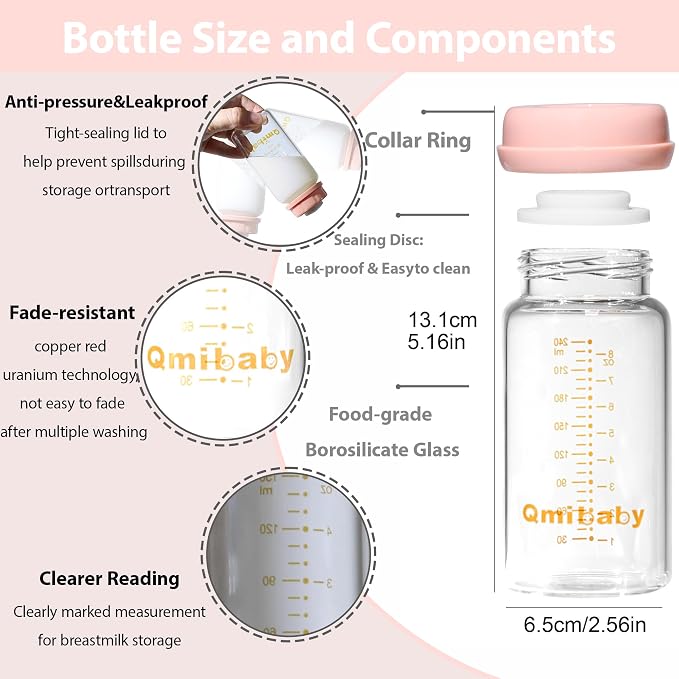 Breast Milk Storage Bottles 240ml 8oz BPA-Free Leak-Proof Baby Bottle - Image 2