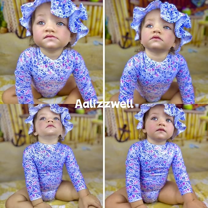 Aalizzwell Baby Girls Long Sleeve One Piece Swimsuit - Image 2
