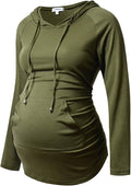 GINKANA Maternity Hoodie Long Sleeves Shirts Casual Maternity Top Pregnancy by GINKANA