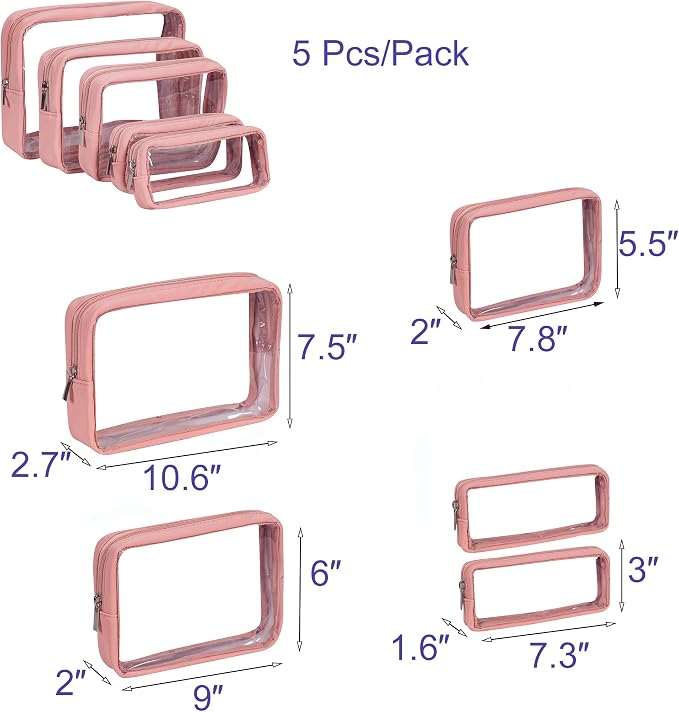 TSA Approved 5-Piece Diaper Bag Organizer Pouch Set Clear Waterproof TPU Kids - Image 2