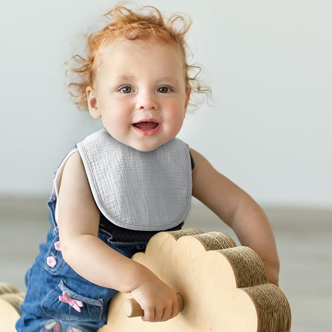 6-Pack Muslin Baby Bibs for Unisex Boys Girls, Cotton Baby Drool Bibs, Drooling - Image 5