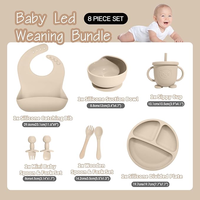 Baby Led Weaning Supplies, 8 Piece BPA-Free Silicone Feeding Set, Silicone - Image 2
