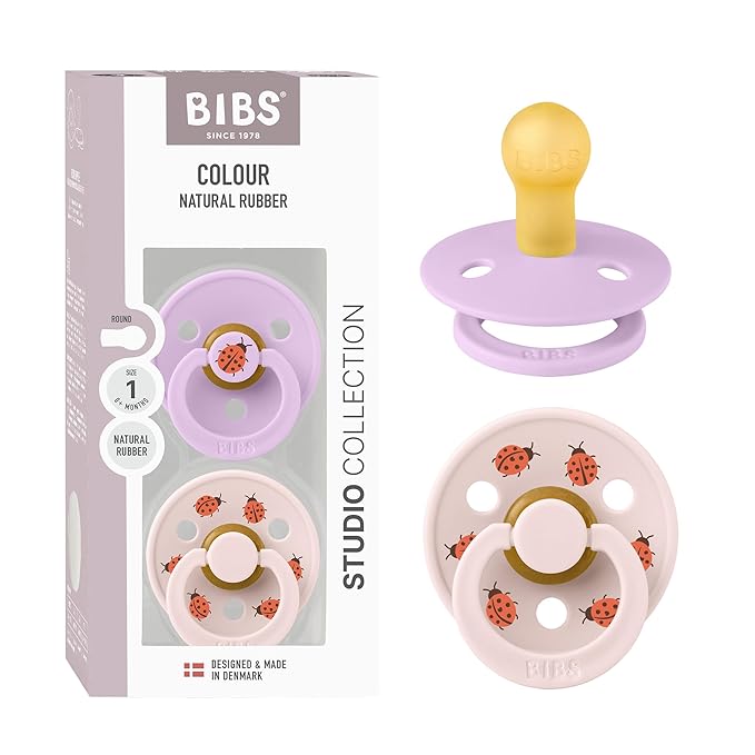BIBS Studio Soother 2-Pack, BPA Free Dummy Pacifier, Round Nipple. Natural by BIBS