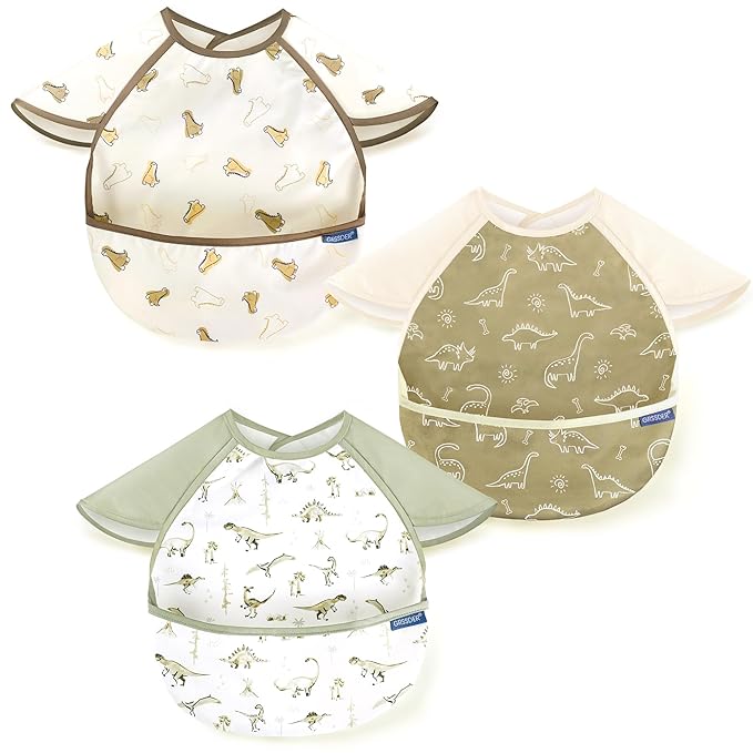 GRSSDER 3-pack Mess Proof Baby Feeding Bibs by BUYNOW