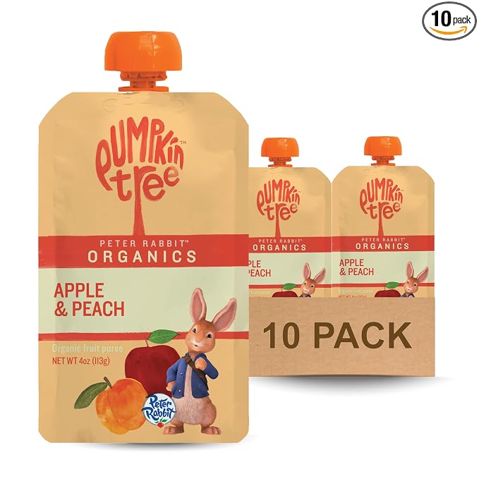 Pumpkin Tree Peter Rabbit Organics Apple and Peach, Fruit Snack Squeeze Pouch by PumpkinTree