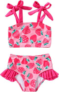 YOUNGER TREE Toddler Girls Two Pieces Swimsuit Color Block Stripe Swimwear by YOUNGERTREE
