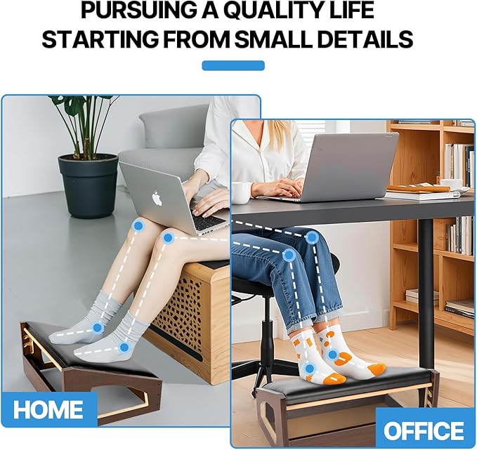 Ergonomic Foot Rest, 4 Adjustable Height Foot Stool, Footrest Under Desk， Soft - Image 5