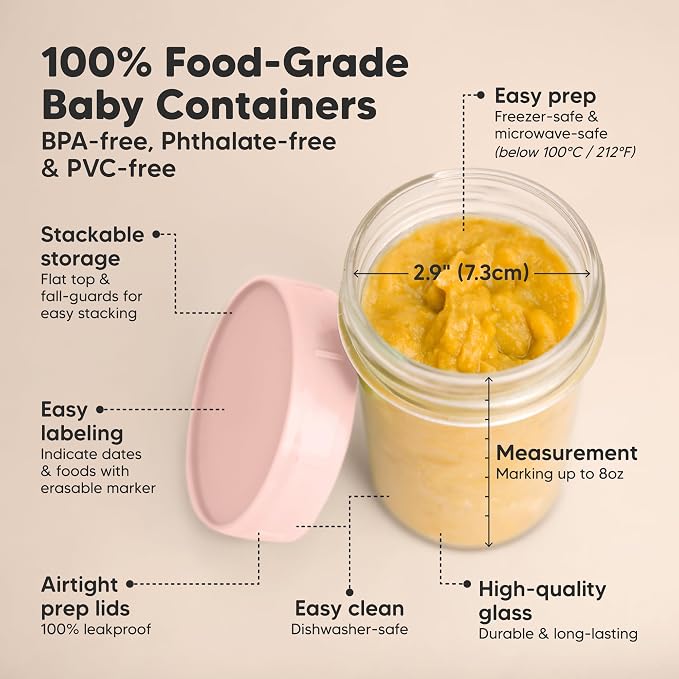 KeaBabies 4pk 8oz Glass Baby Food Containers - Image 2