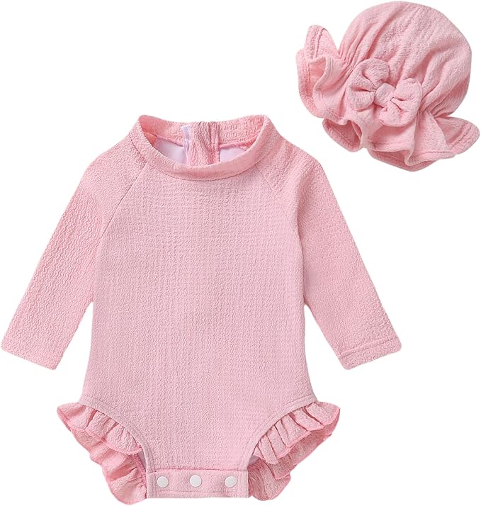 YOUNGER TREE Infant Baby Girls Swimsuit Long Sleeve Swimsuits One Piece by YOUNGERTREE