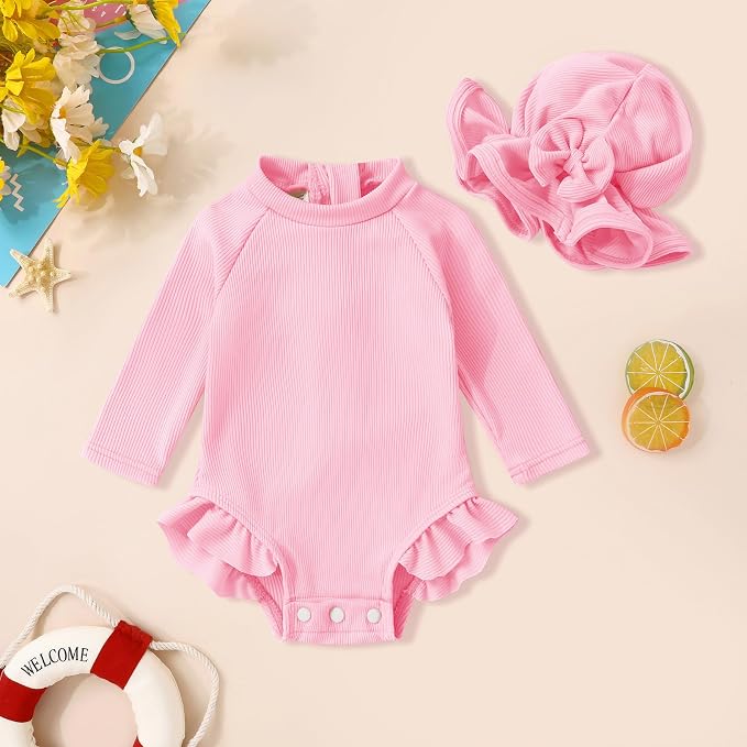 YOUNGER TREE Infant Baby Girls Swimsuit Long Sleeve Swimsuits One Piece - Image 2