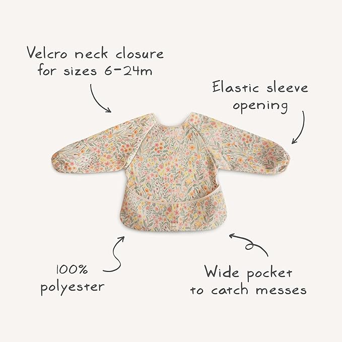 mushie Long Sleeve Baby Bib | Water Resistant Adjustable Fit - Image 9
