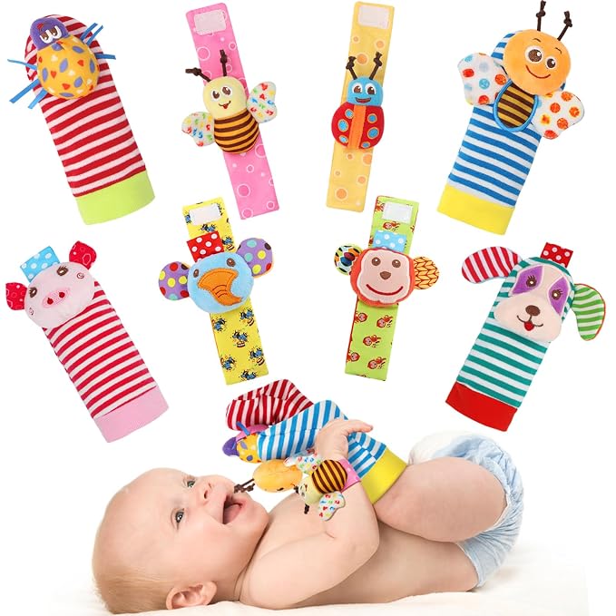 Wrist Rattles Foot Finder Rattle Sock Baby Toy, Rattle Toy, Arm Hand Bracelet by BLOOBLOOMAX
