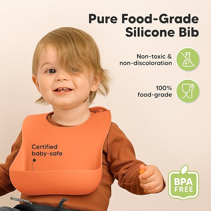 KeaBabies 2-Pack Silicone Baby Bibs - Image 2