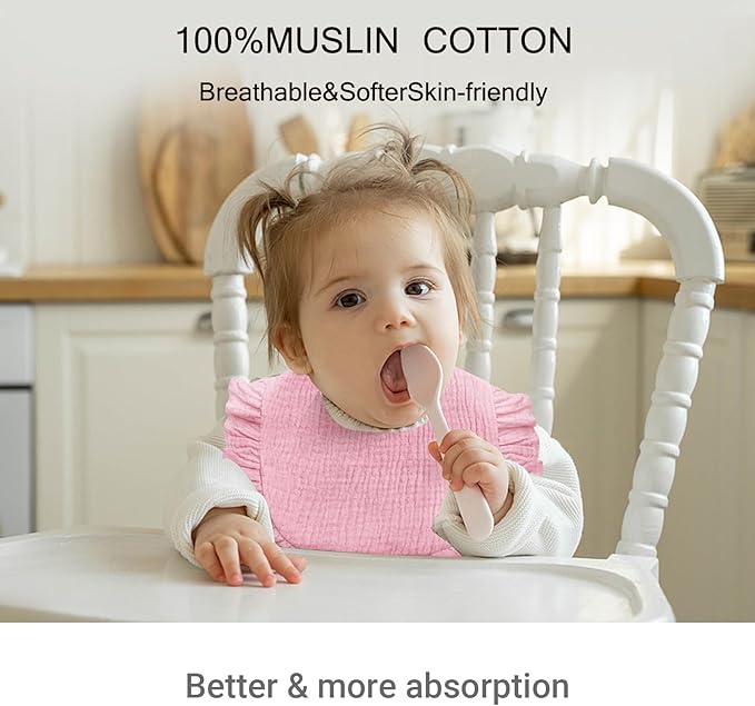 Baby Muslin Bibs, Soft and Absorbent Cotton - Image 2