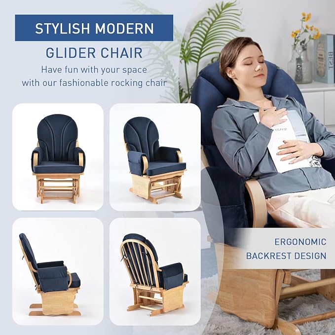 Rubber Wood Gliding Rocking Chair - Image 7