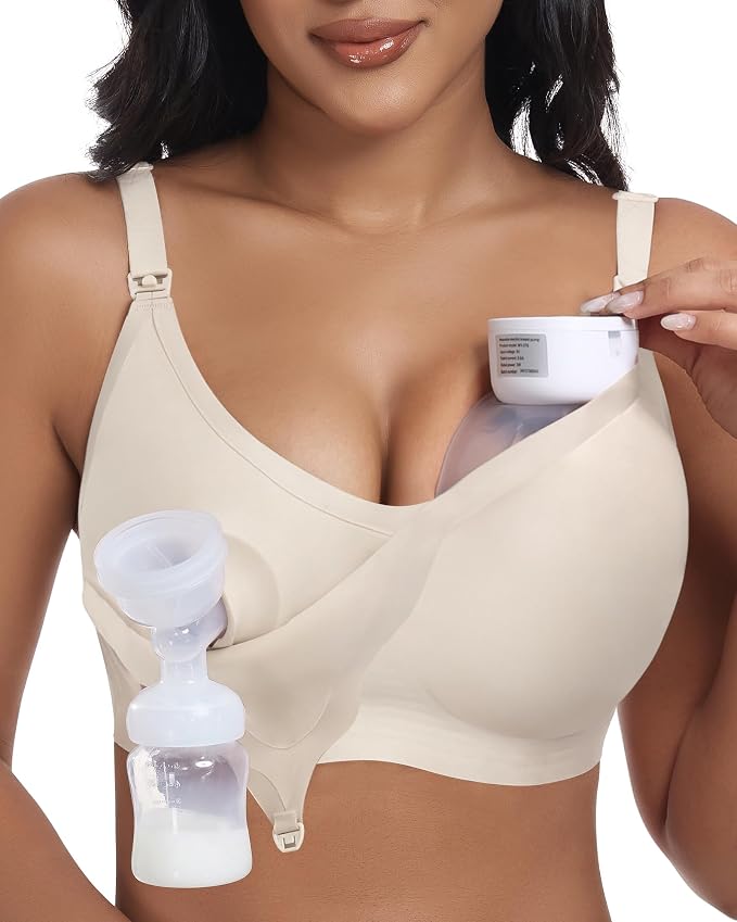 As Fairy Wireless Seamless Pumping Bra Hands Free Nursing Bra Wirefree Comfort by AsFairy