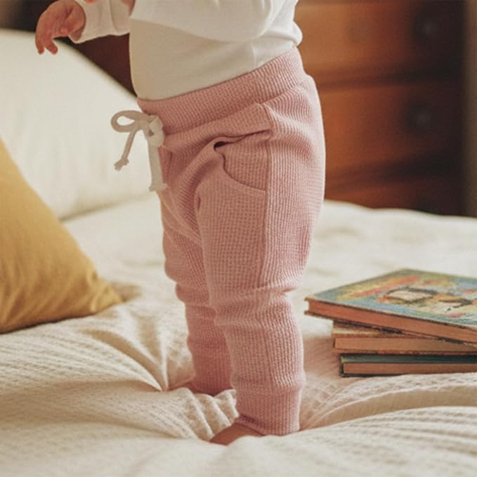 Sejardin Toddler Baby Boy Girl Pants 3 Pack Solid Color Elastic Waist Jogger - Image 3