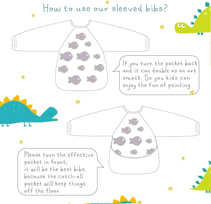 Infant Toddler Baby Waterproof Sleeved Bib, Bib - Image 6
