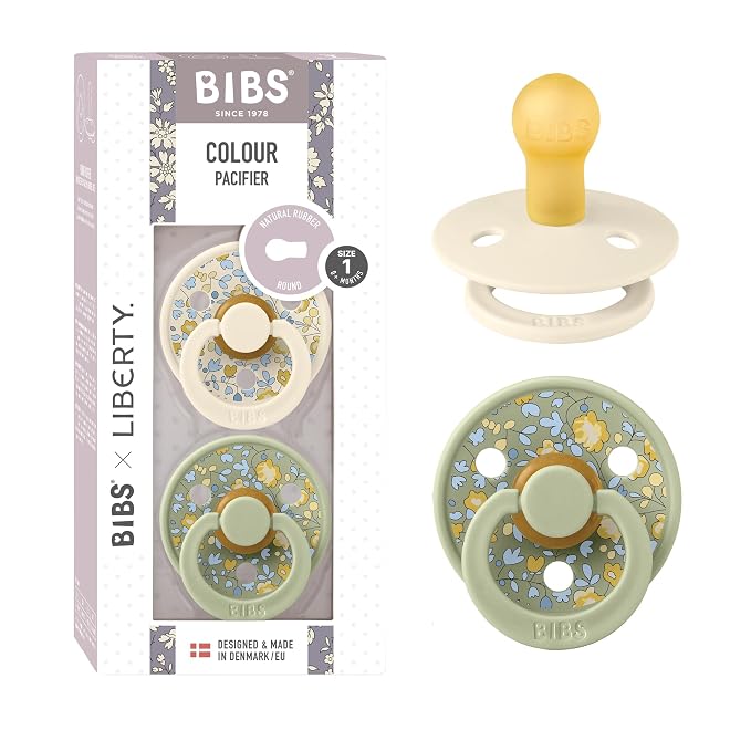 BIBS Colour Liberty Soother 2-Pack, BPA Free Dummy Pacifier, Round Nipple. by BIBS