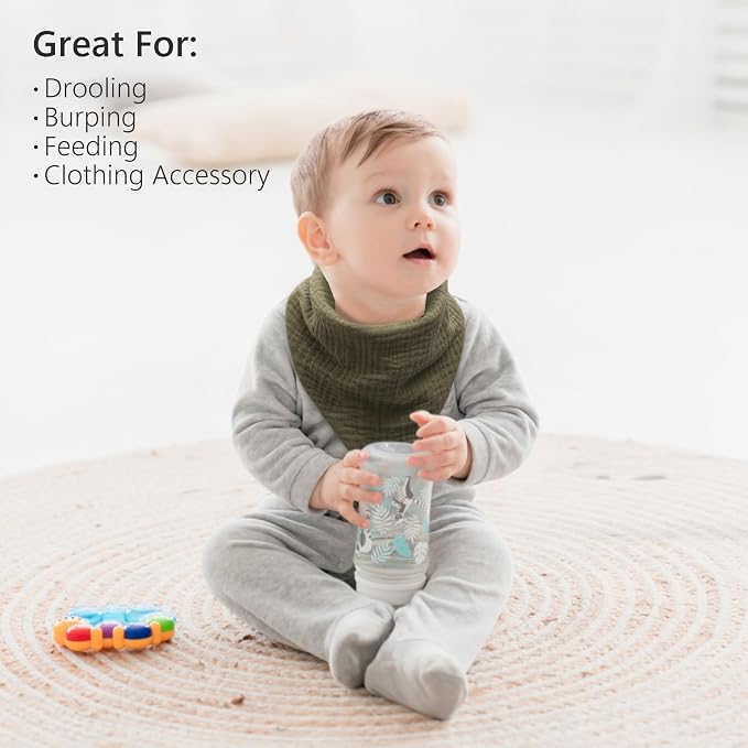 Bearmoss Muslin Baby Bibs 8 Pack Soft Bandana Bibs - Image 5
